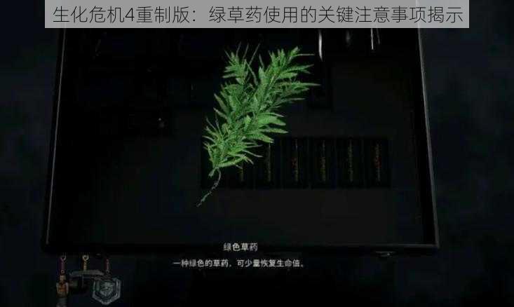 生化危机4重制版:绿草药使用的关键注意事项揭示